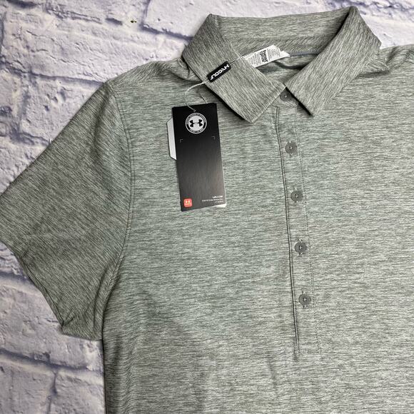 NEW Under Armour Fitted Golf Polo in Gray - Picture 3 of 8